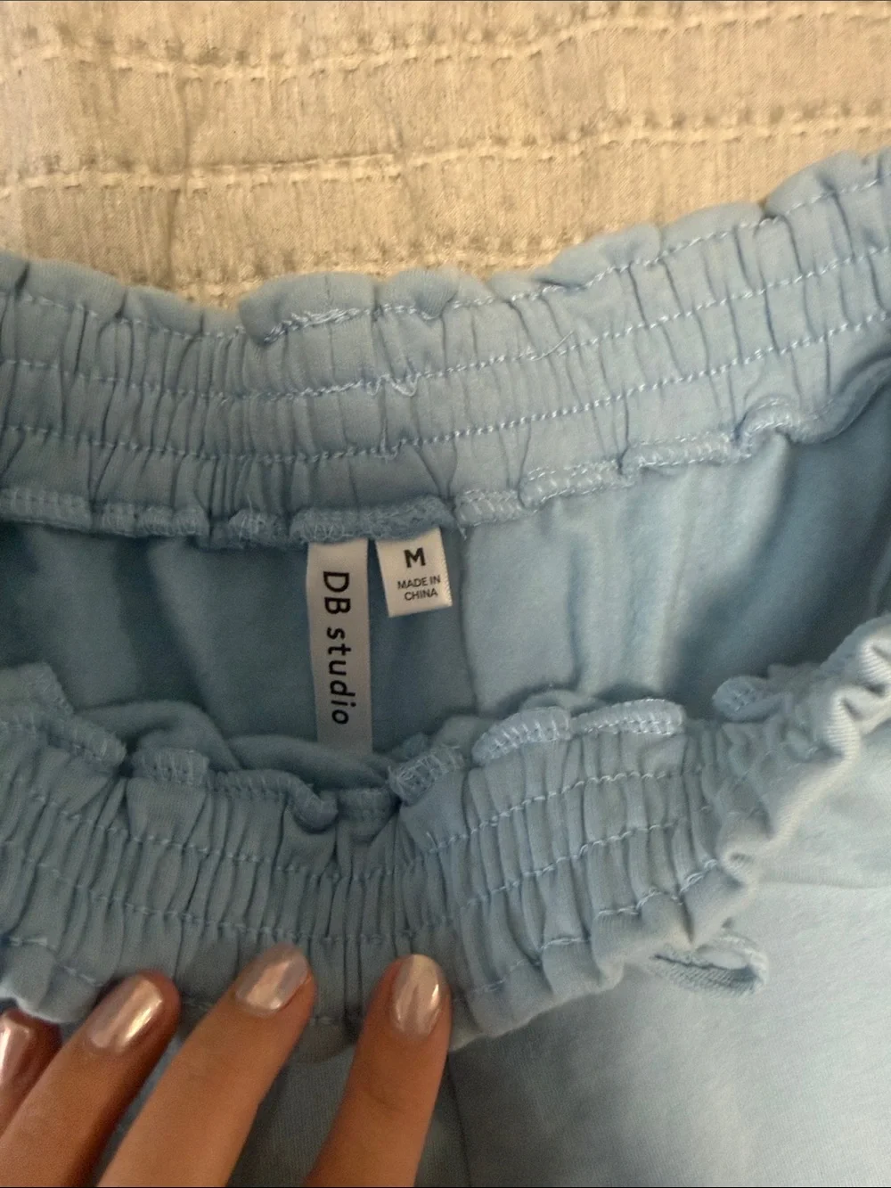 Light Blue Women's Athletic Lounge Shorts with 'MRS' Applique